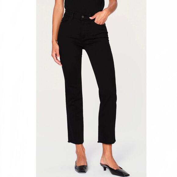 DL1961 Mara Straight Jeans Size 25 Black MidRise Instasculpt Stretch Crop Casual - Picture 1 of 16